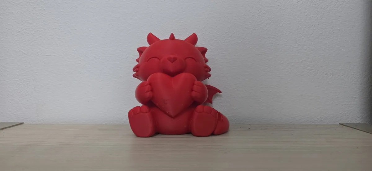 Cute Valentine Dragon with Heart Statue - Free 3D Print Model - MakerWorld