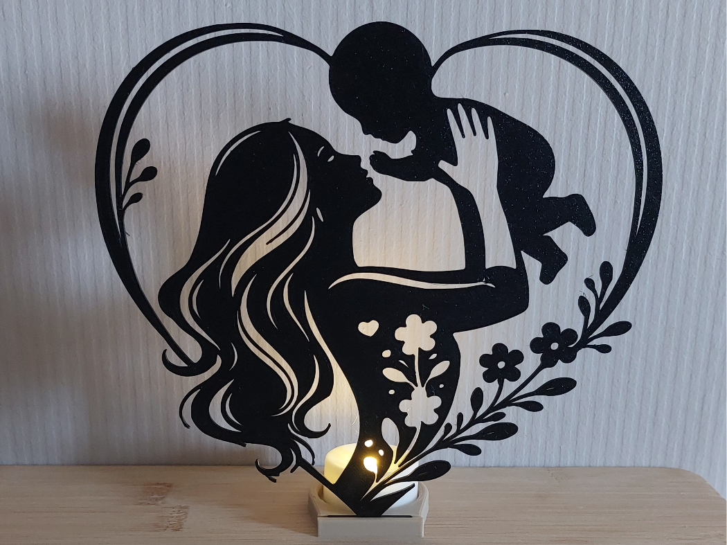 Mutter mit Kind LED Teelicht