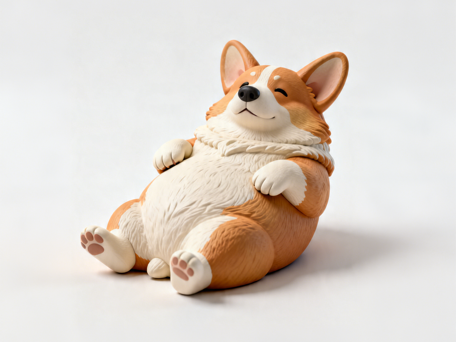 Fat Corgi Monitor Buddy  Cute Chubby Corgi White