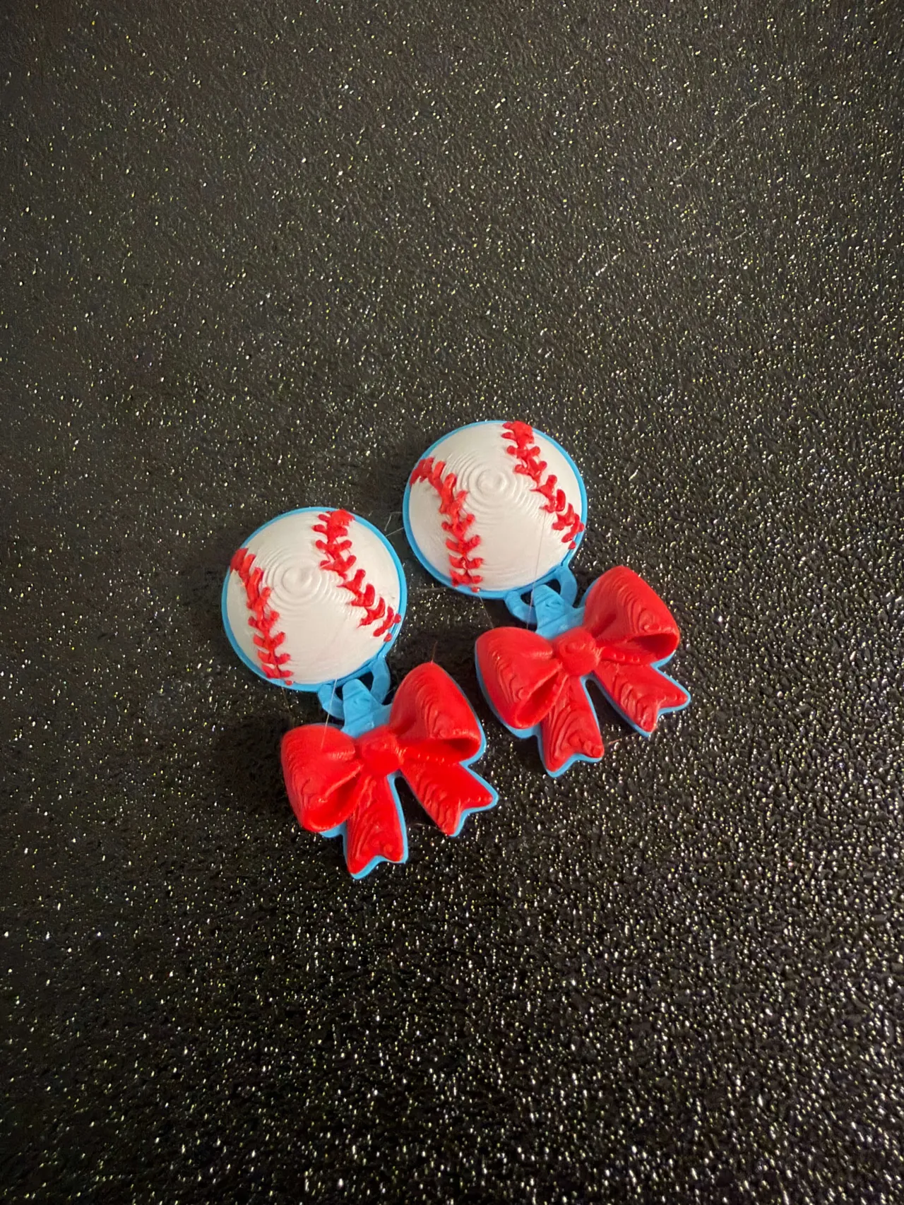 Softball/Baseball w/ Bow Stud Earrings view 3