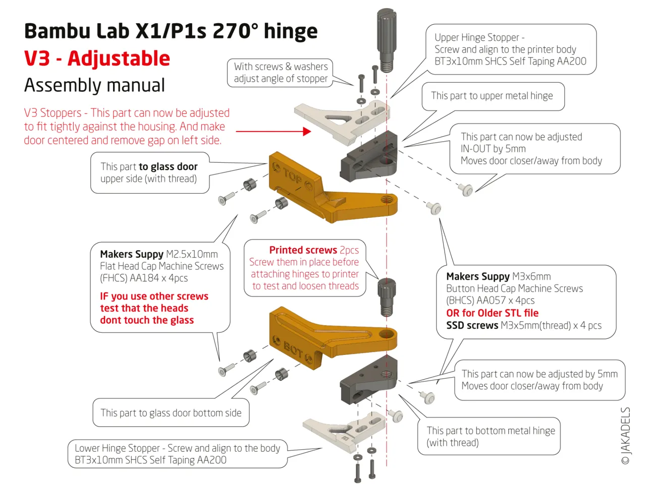 P1S/X1 Door hinge 180/270° - V3 adjustable view 3