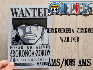 Zoro Wanted Poster de One Piece Hueforge 3 Colores