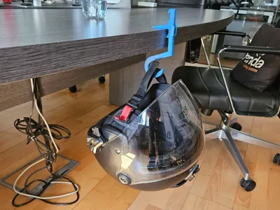Portable motorcycle helmet and gear hook for table