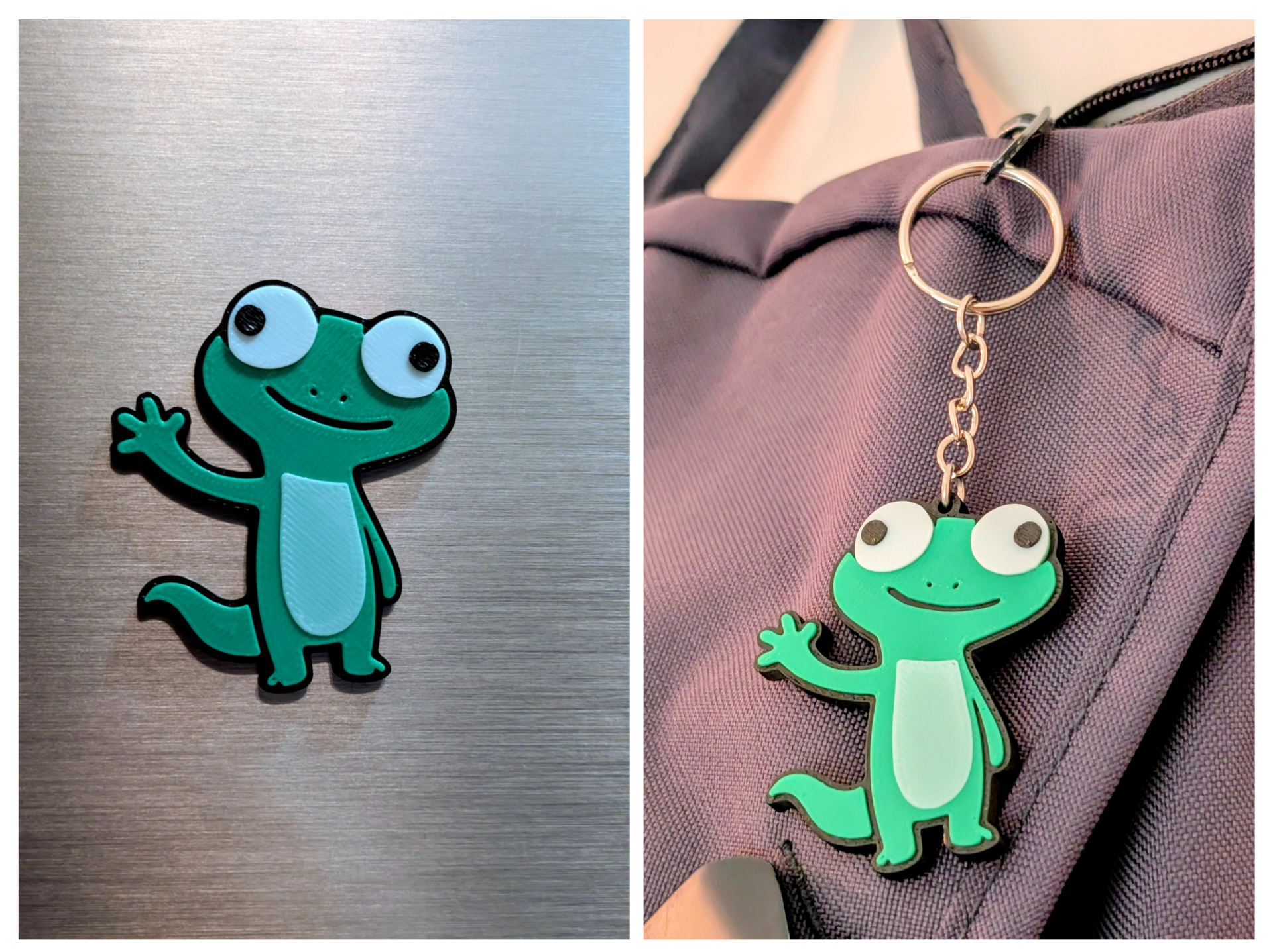 Cute Tom Lizard Magnet & Keychain – Layered Design