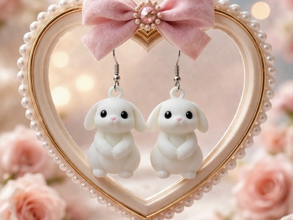 Cute Easter Bunny Earrings 3MF - Kawaii