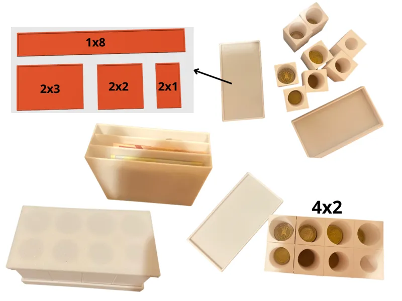 modular piggy bank for euro coins - banknotes *f3d