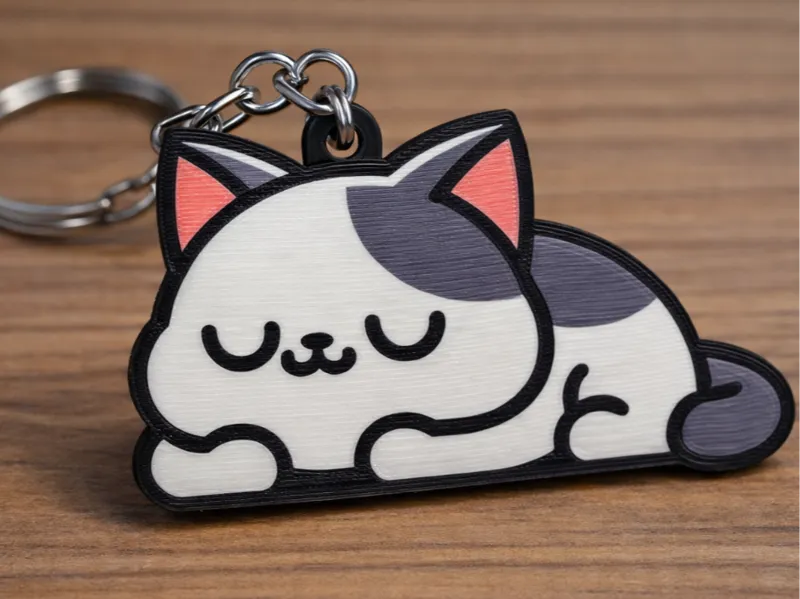 Sleeping Cat Keychain