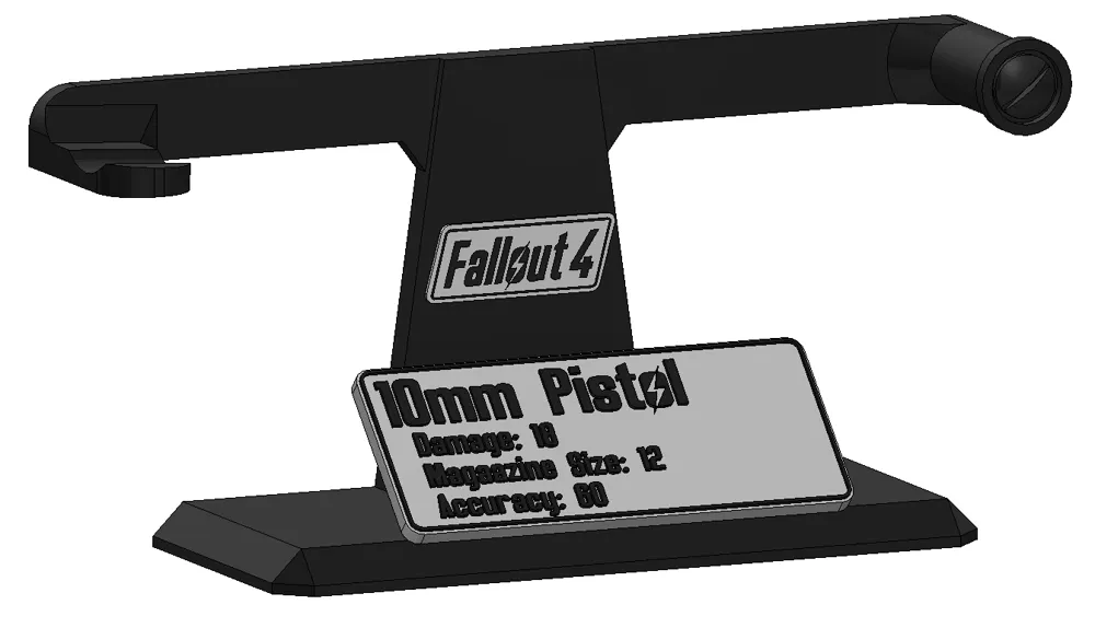 Fallout 4 10mm Pistol Stand - Free 3D Print Model - MakerWorld