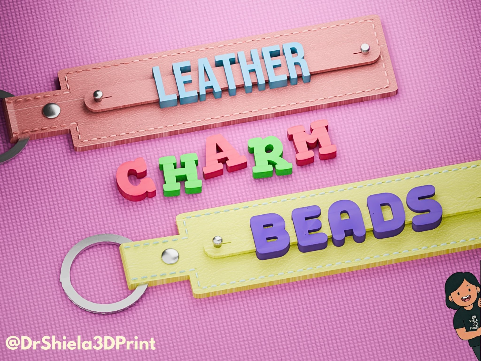 LEATHER CHARM BEADS. LETTERS AND NUMBERS