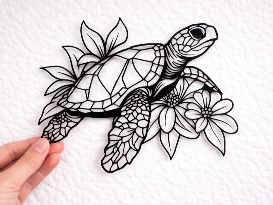 Decorative Wall Turtle with Flowers – Nature Art - Free 3D Print Model ...