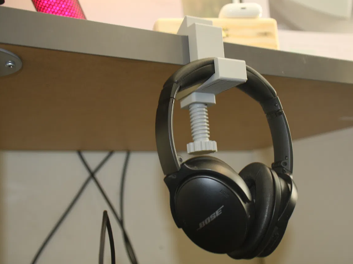 Under-Desk Headphone Clamp — 100% Printed