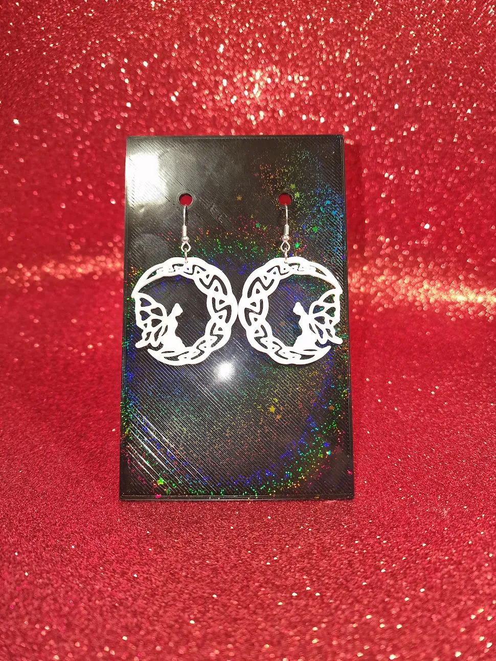 Fairy on the moon earrings view 2