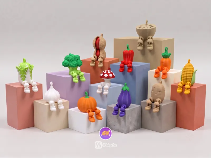 Articulated Vegetable Keychains