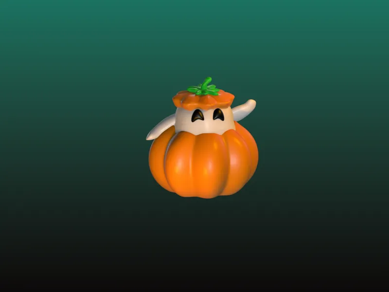 Cute Waving Pumpkin Ghost
