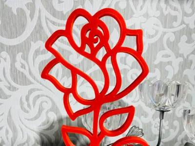 Standing Rose with Heart - Elegant Decoration