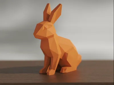 Easter Bunny Low Poly Sculpture