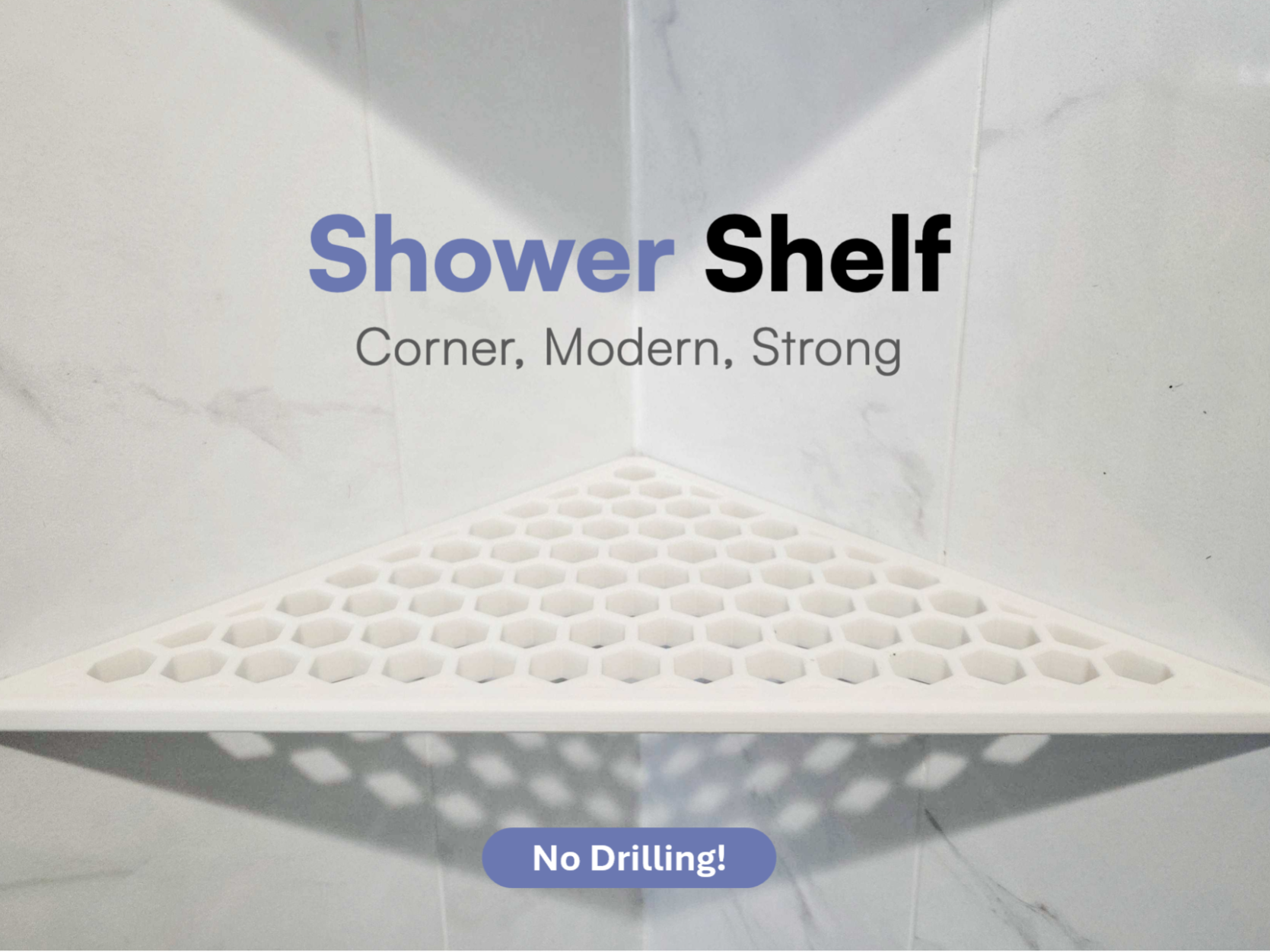 Shower Corner Shelf - Modern, Strong, No Drilling