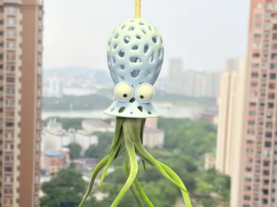 Octopus Air Plant Hanging Planter Movable Eyes Separate Parts No AMS
