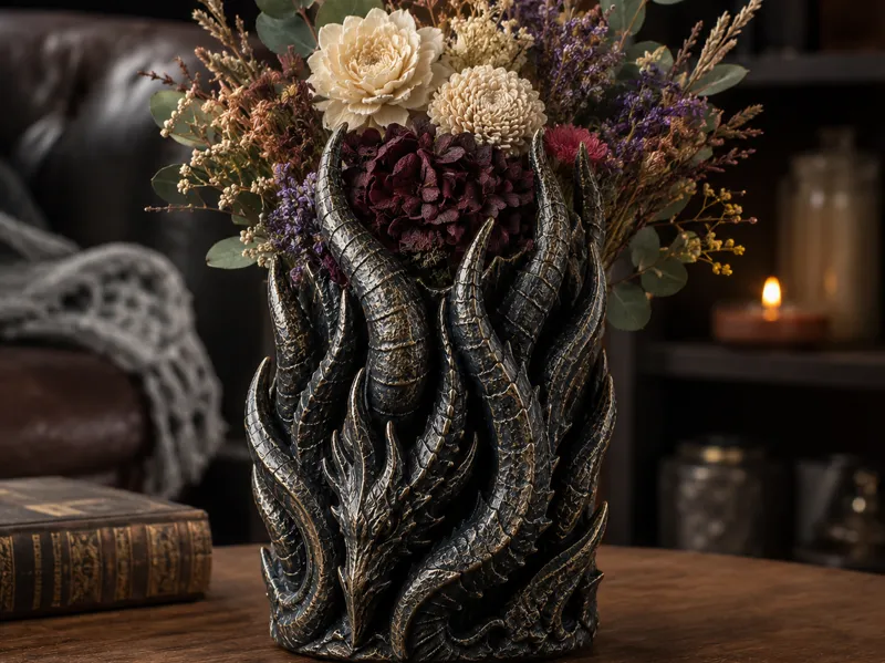 Dragon Horn Vase – Dark Fantasy