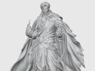 Sorcerer/mage holding fire in both hands