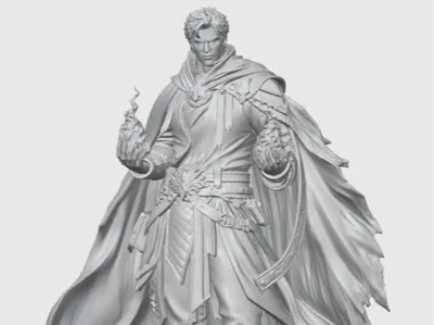Sorcerer/mage holding fire in both hands