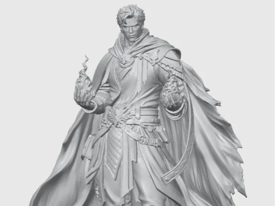 Sorcerer/mage holding fire in both hands
