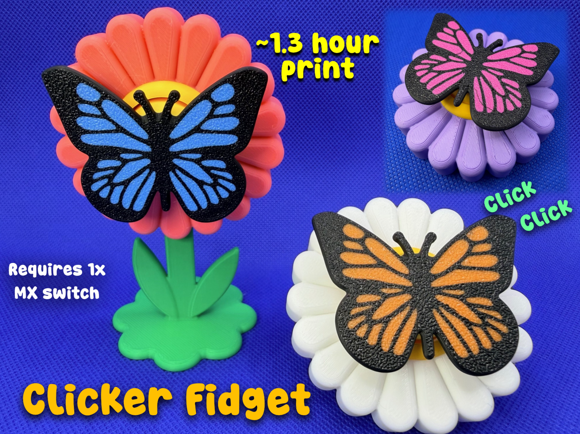 Butterfly Flower Clicker Fidget (~1.3 hours)