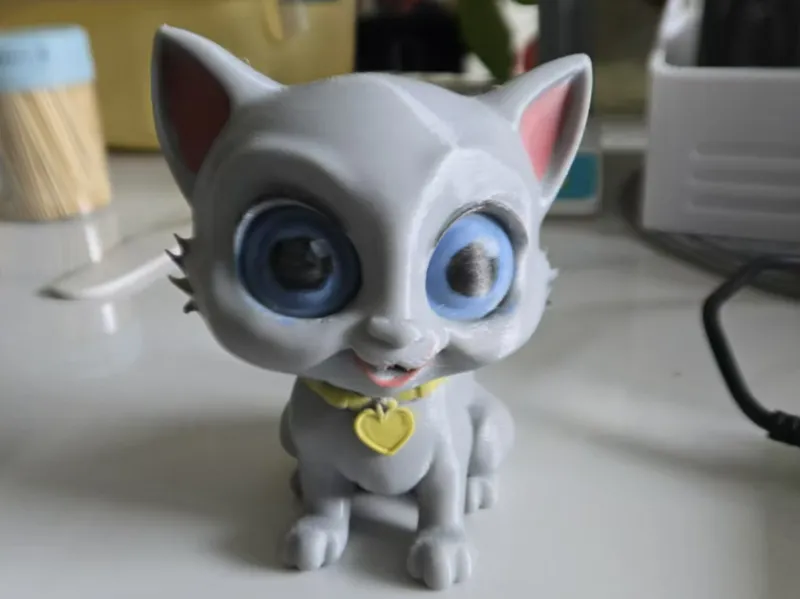 可爱小猫一体打印少量支撑外表光滑可涂色摆摊玩具