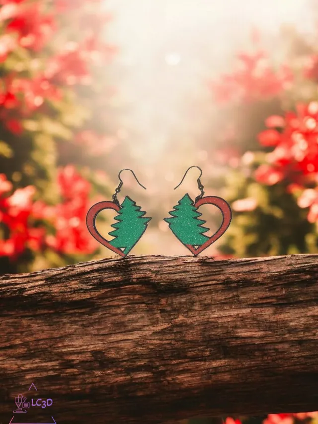 Tree on heart earrings
