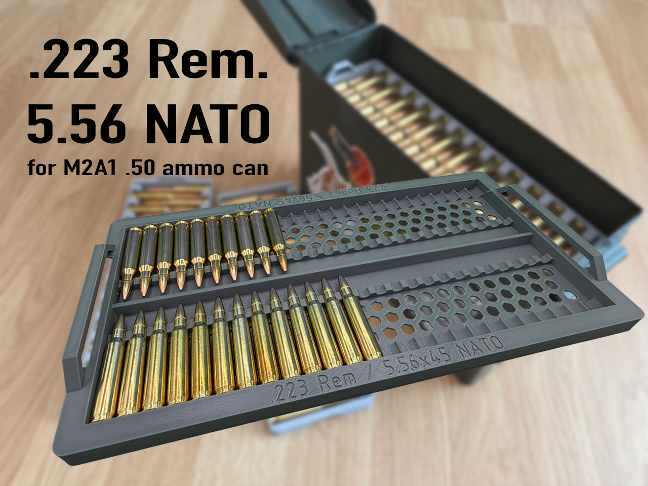 .223 Rem / 5.56 NATO Ammo Tray System for M2A1 can - 1