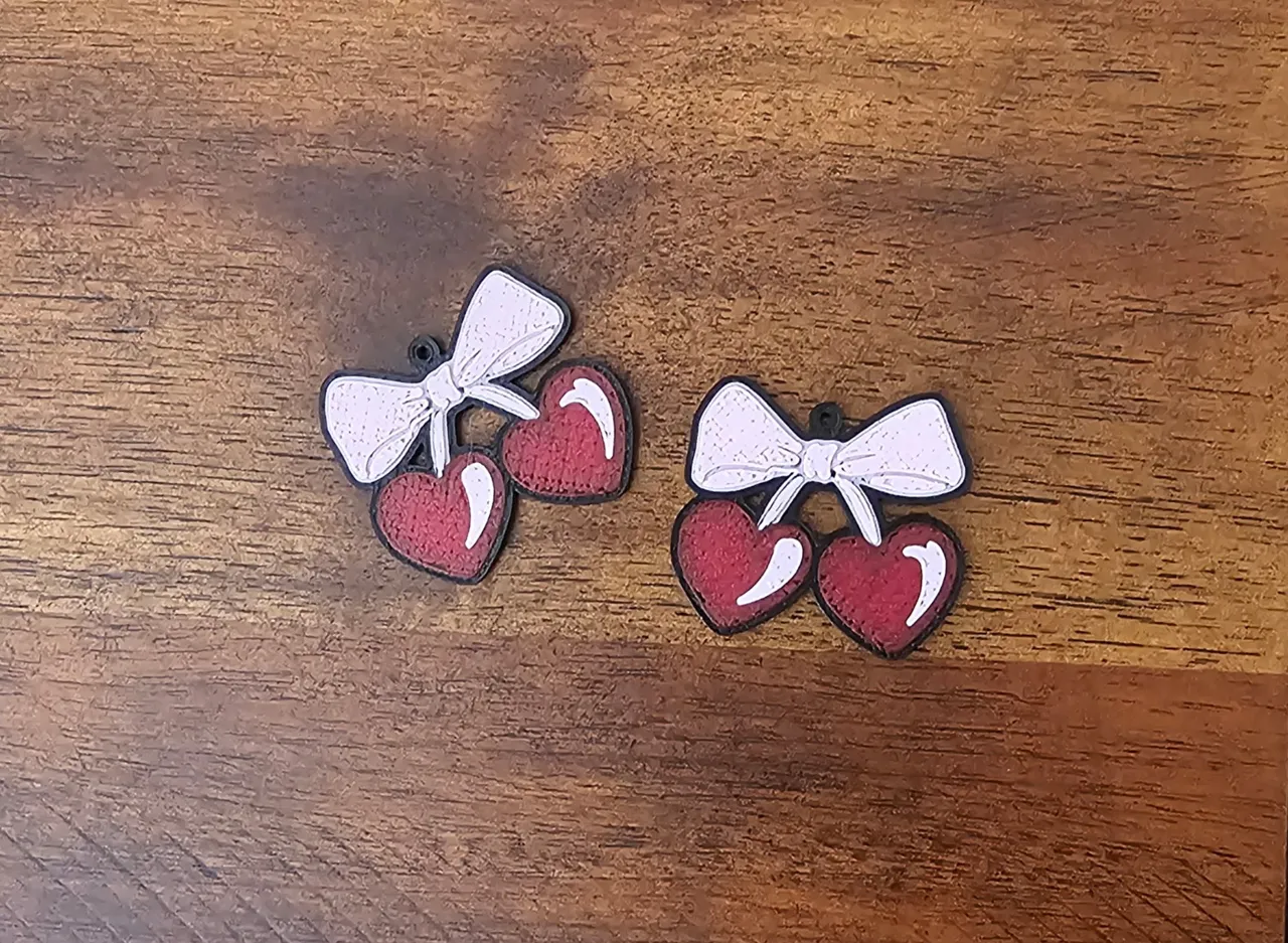 Valentine Earrings Bow and Hearts view 2