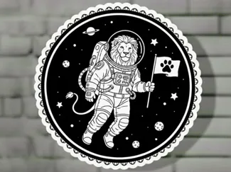 lion in space keychain