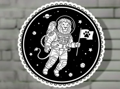 lion in space keychain