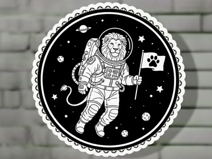 lion in space keychain
