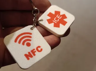 keychain with NFC tag ICE (in case of emergency)