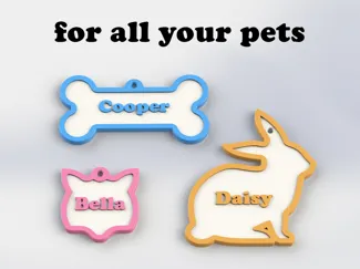 Customizable Pet Tags - Dog, Cat, Bunny