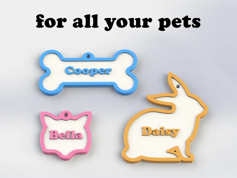 Customizable Pet Tags - Dog, Cat, Bunny