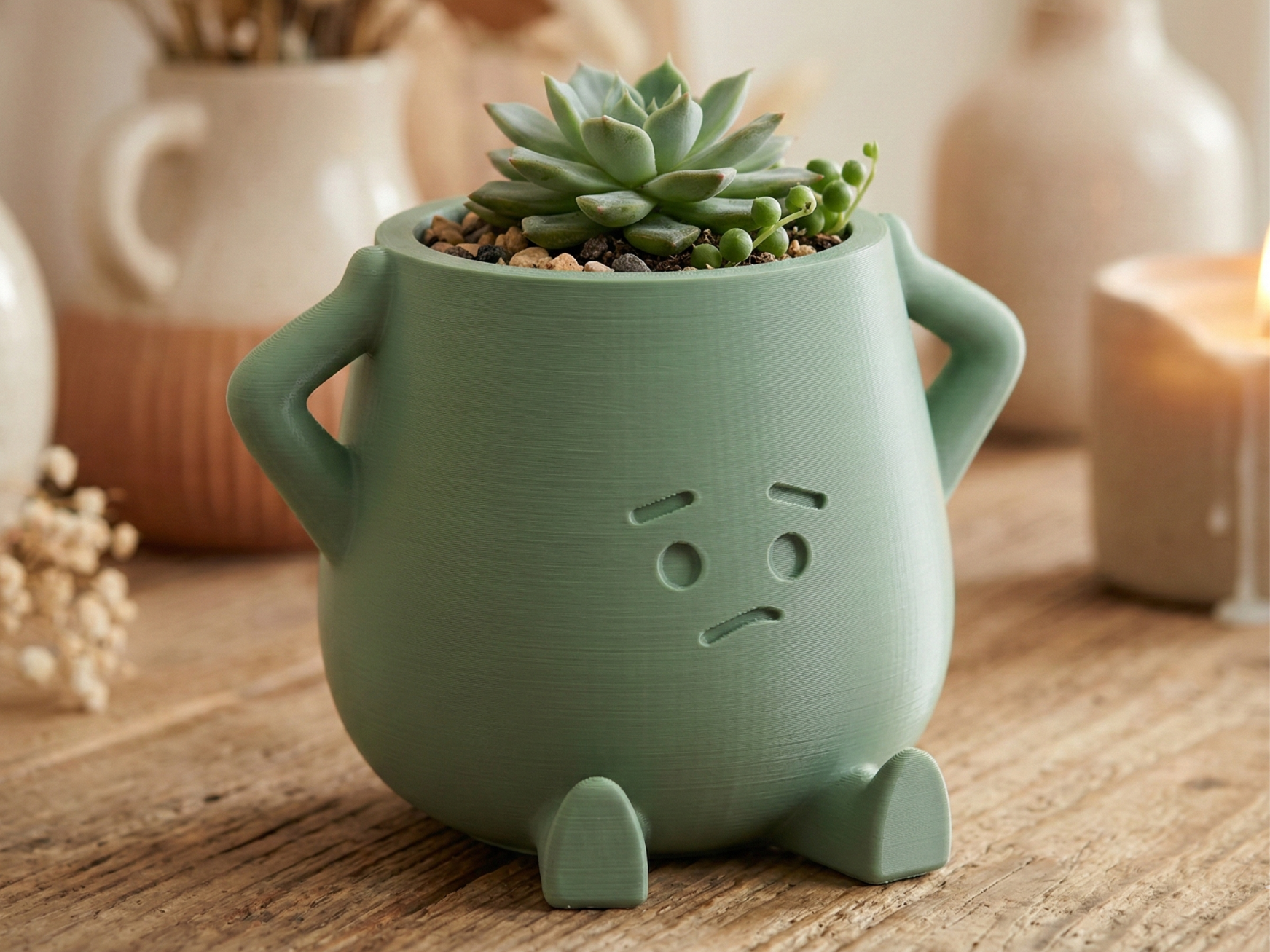 "Pouty" Grumpy Planter - Cute Desk Decor