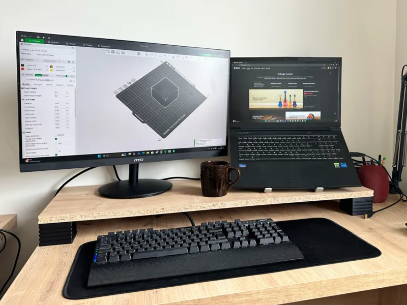 Monitor Riser 56mm - Keyboard and Mouse Storage