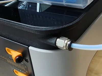 Expanded Bambu Lab H2D Riser with Integrated Third Extruder.  Supports TPU filament input and printing.  Created by Wei Ge