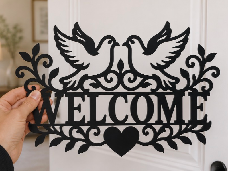 Welcome Dove Sign – Elegant Decorative Wall Art
