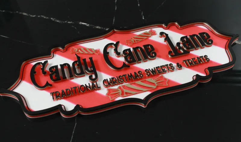 Candy Cane Lane Layered Art Sign