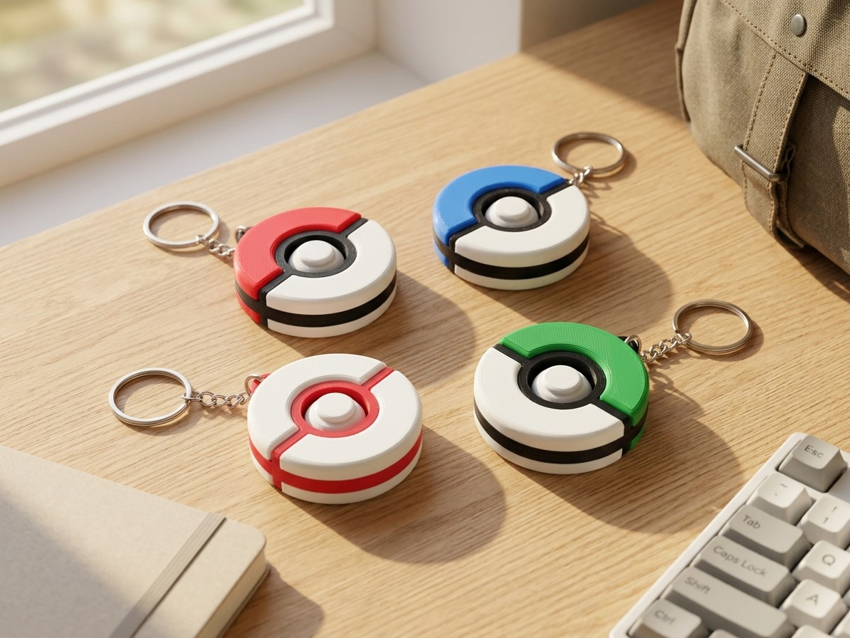 PokeBall Inspired Spin Keychain Fidget - 1