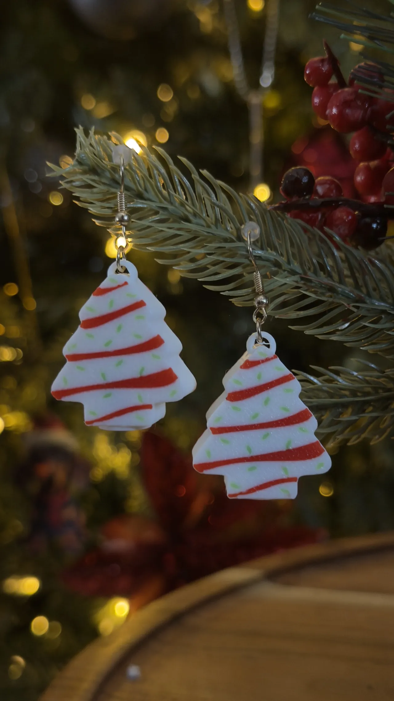 Little Debbie LIGHT UP Christmas cake Earrings. view 3