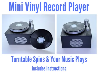 Mini Vinyl Record Player Turntable - Spins & Plays
