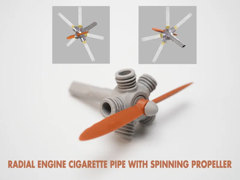 Radial Engine Cigarette Pipe w Spinning Propeller