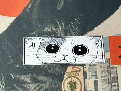 Kawaii Wide-Eyed Cat Bookmark