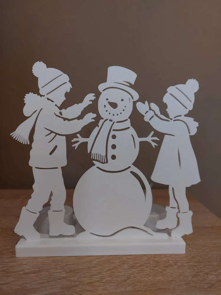 Christmas Kids building snowman deco by Tommy_druckt! MakerWorld ...
