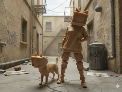 Cyber girl&dog