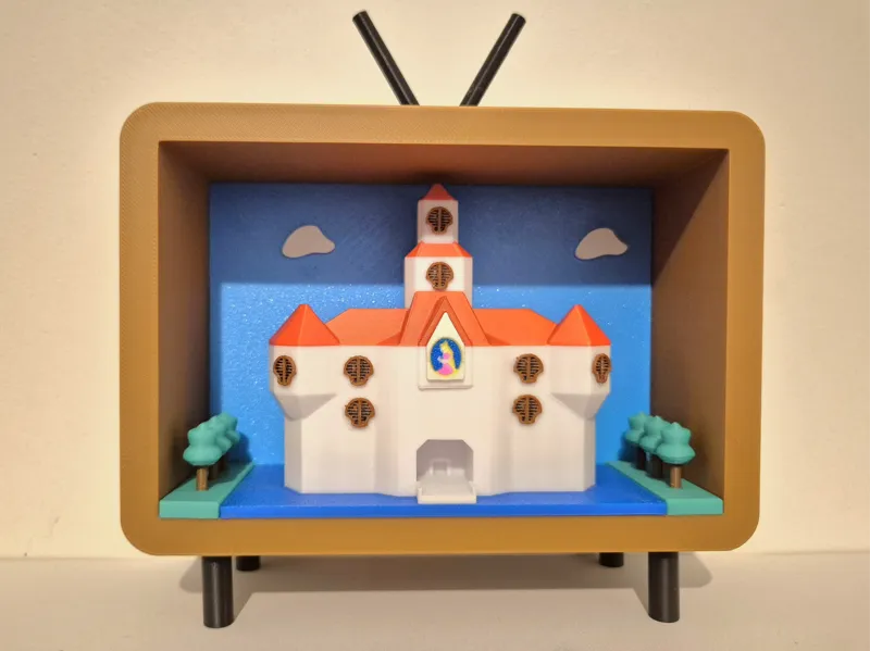 Super Mario Bros Peach's Castle Retro TV Diorama 